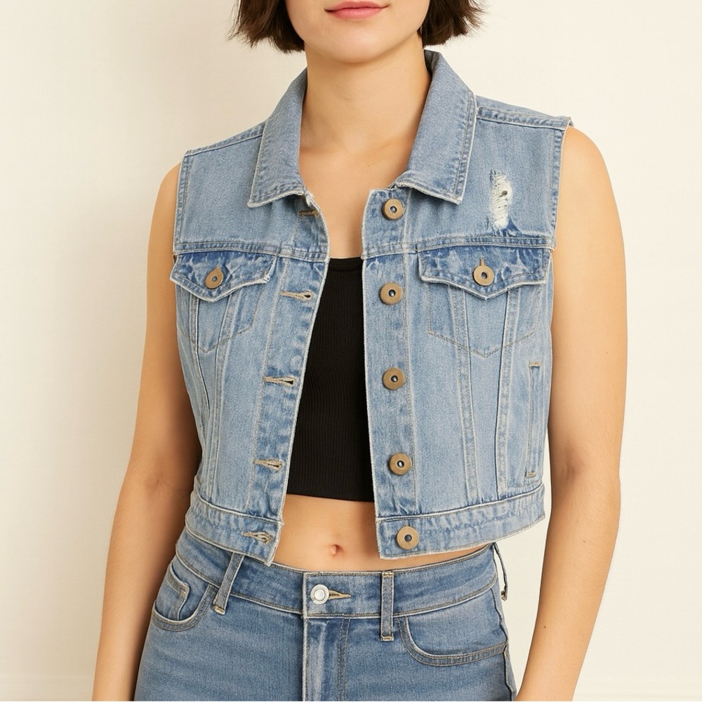 Highway Jeans Light Blue Denim Crop Top